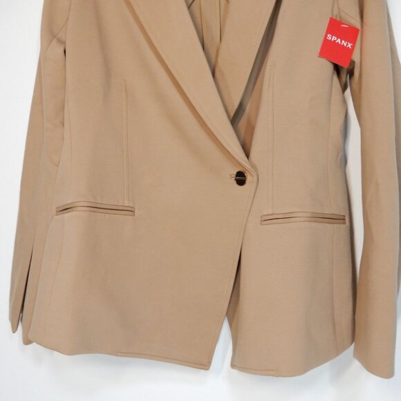 SPANX Perfect Asymmetrical Tailored BLAZER Size L Toffee Stretch Ponte NEW $228 - Picture 6 of 11